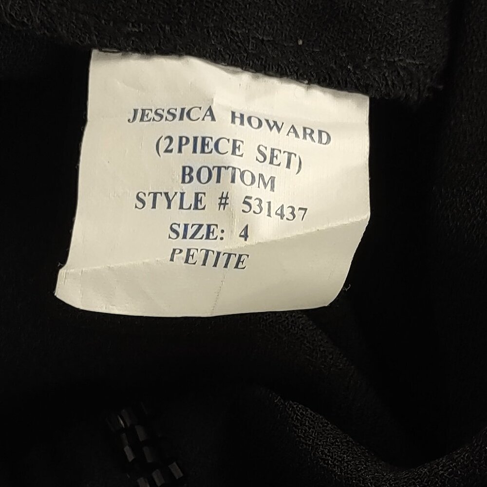 Jessica Howard Black Beaded Collar 2 Pc Pant Suit Formal Career Petite 4 - Picture 11 of 14